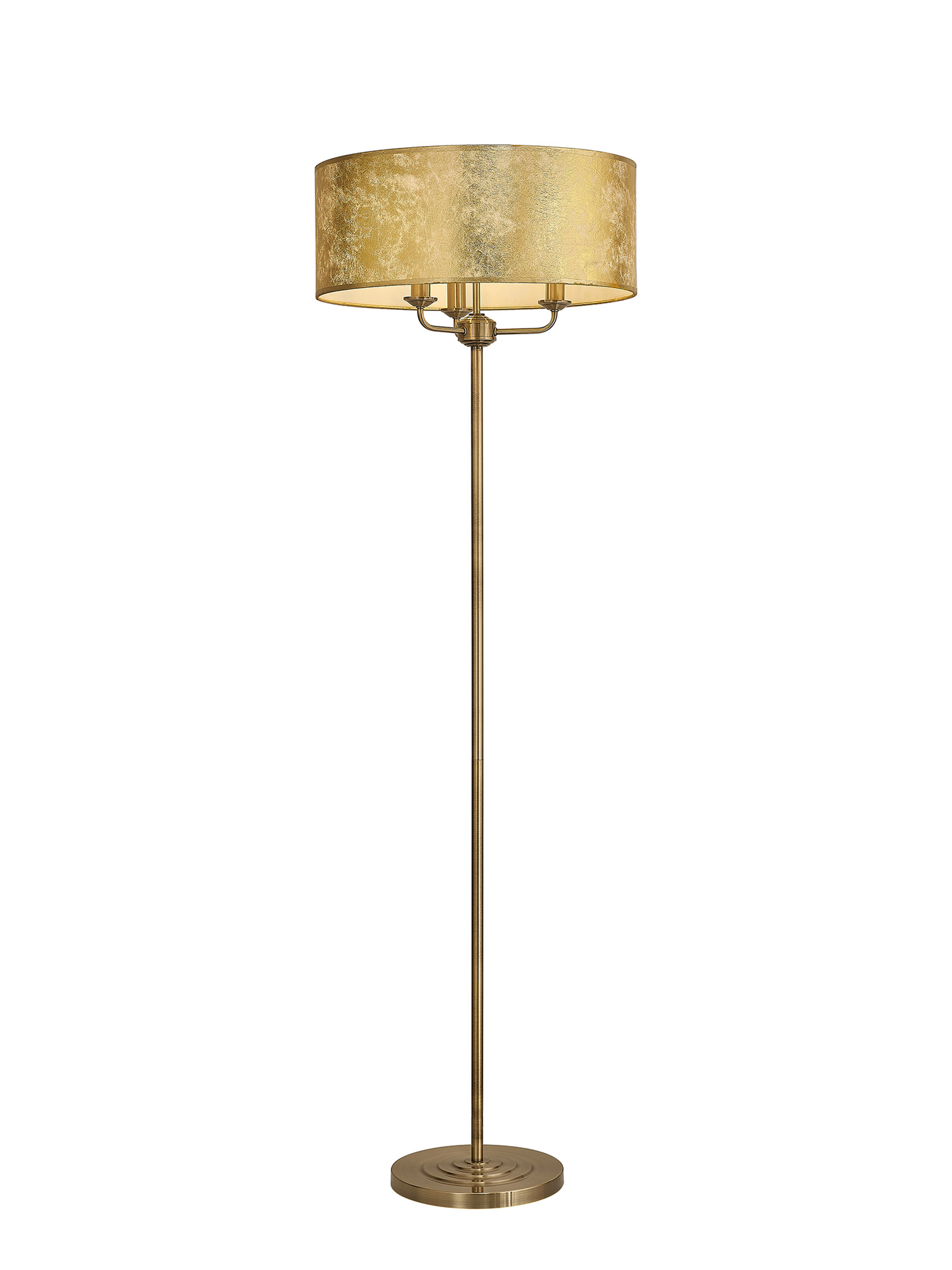 DK0919  Banyan 45cm 3 Light Floor Lamp Antique Brass, Gold Leaf
